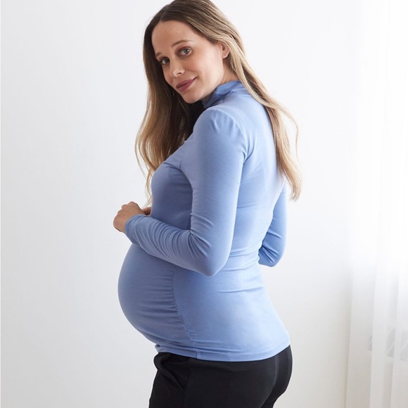 2/$30 Thyme Maternity Long Sleeve Mock-Neck T-Shirt, Large - Picture 2 of 8